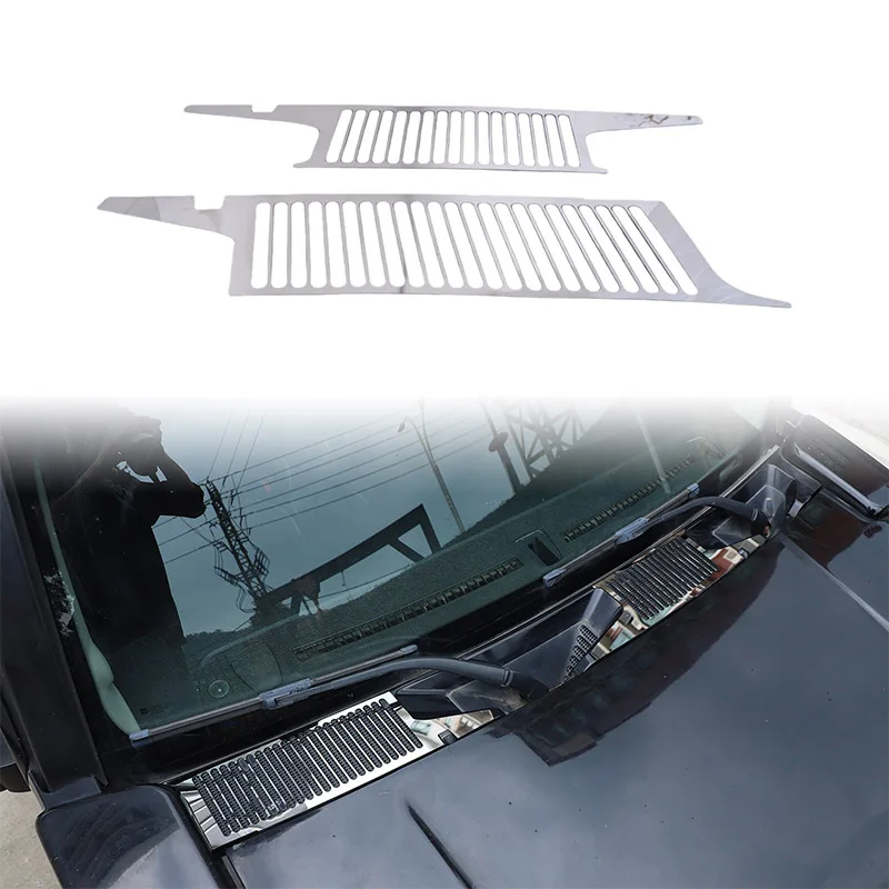 For Hummer H3 2005-2009 Stainless Steel Under Front Windshield Gutter Panel Decorative Sticker Car Exterior Accessories