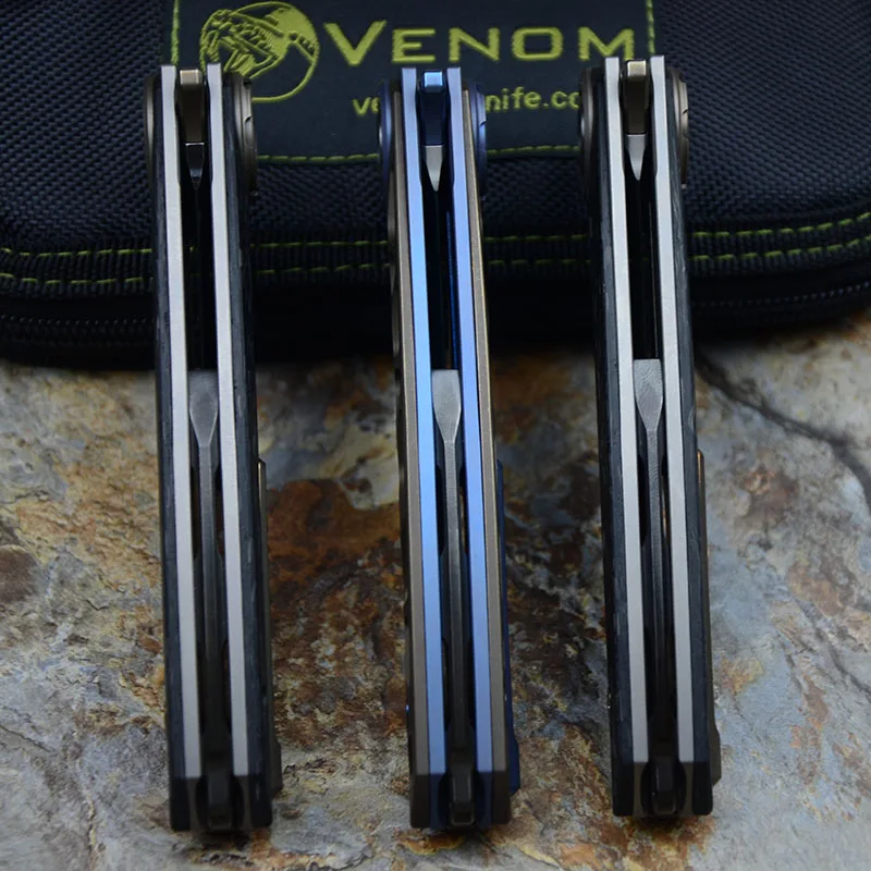 VENOM  HARPOON  folding knife M390 blade titanium outdoor camping hunting survival pocket kitchen fruit knife EDC tool knives