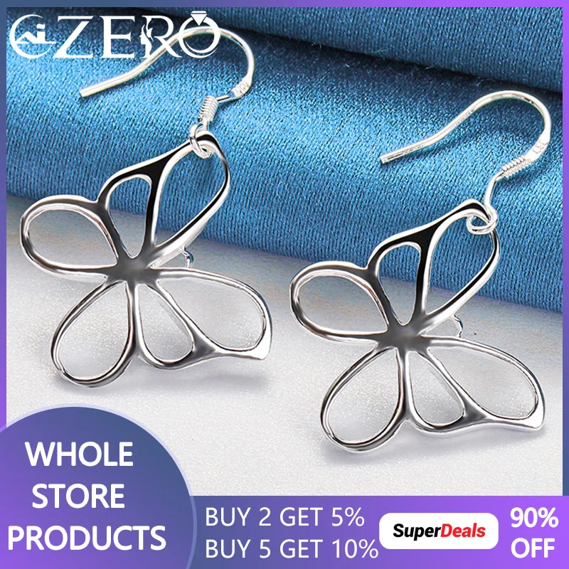 

ALIZERO 925 Sterling Silver Butterfly Earrings For Women Insect Drop Earring Wedding Engagement Party Jewelry Accessories