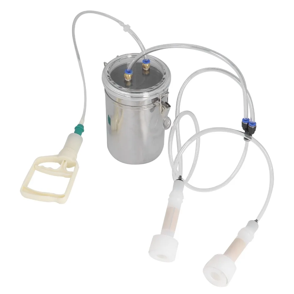 2000ml Capacity Manual Milking Device Portable Design Transparent PU Hose Portable Milking Kit Stainless Steel Bucket