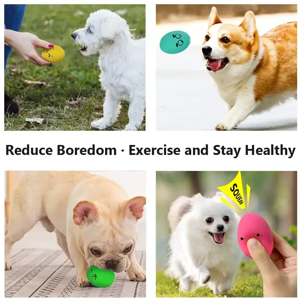 SChitec Dog Toys bouncy egg Funny Ball Squeaky Latex Bouncy Egg with Squeaker for Puppy Small Pet Dogs Soft Rubber Sound