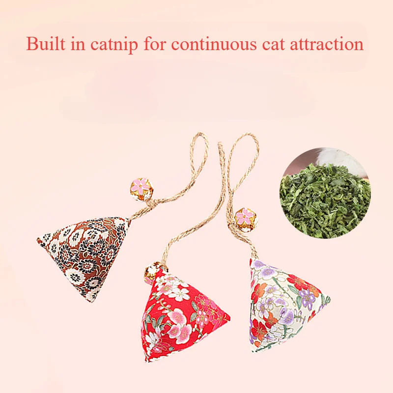 

Pet Cat Toy with Bell Built in Catnip Cat Toy Hi Play Interactive Triangle Bag Pet Supplies