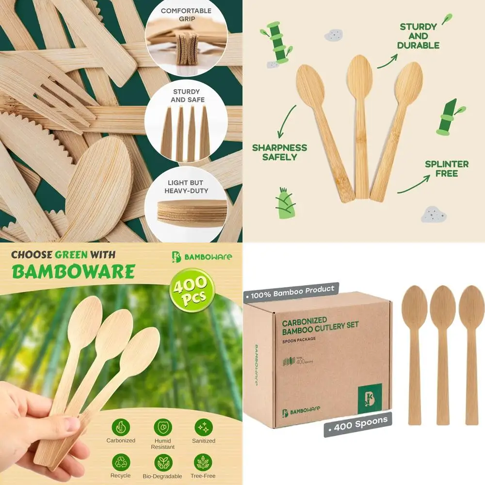 

Eco-Friendly Bamboo Cutlery Set - 400 Biodegradable Carbonized Disposable Spoons