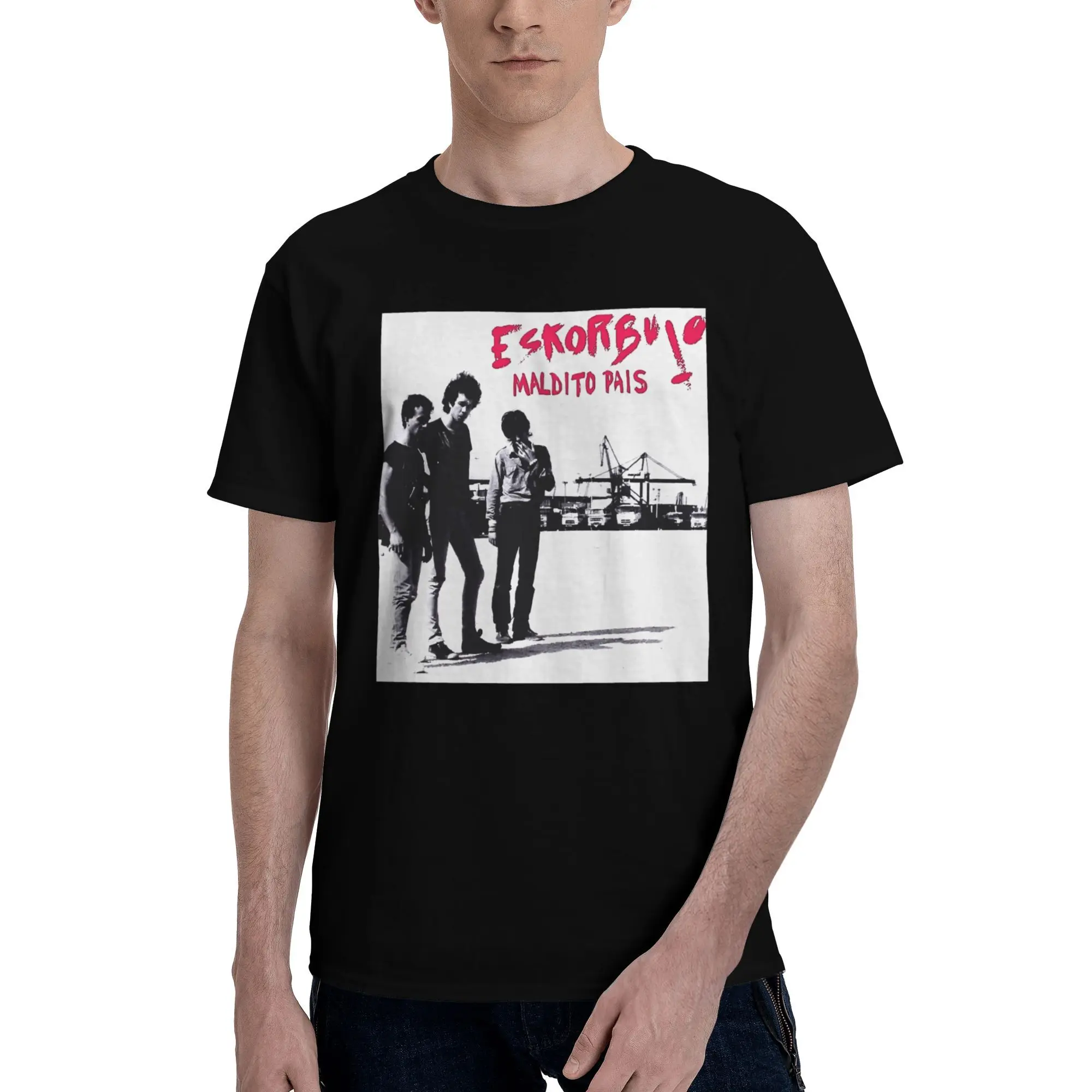Humor Eskorbuto T-Shirt Men Crew Neck Cotton T Shirts Maldito País Short Sleeve Tees Unique Tops