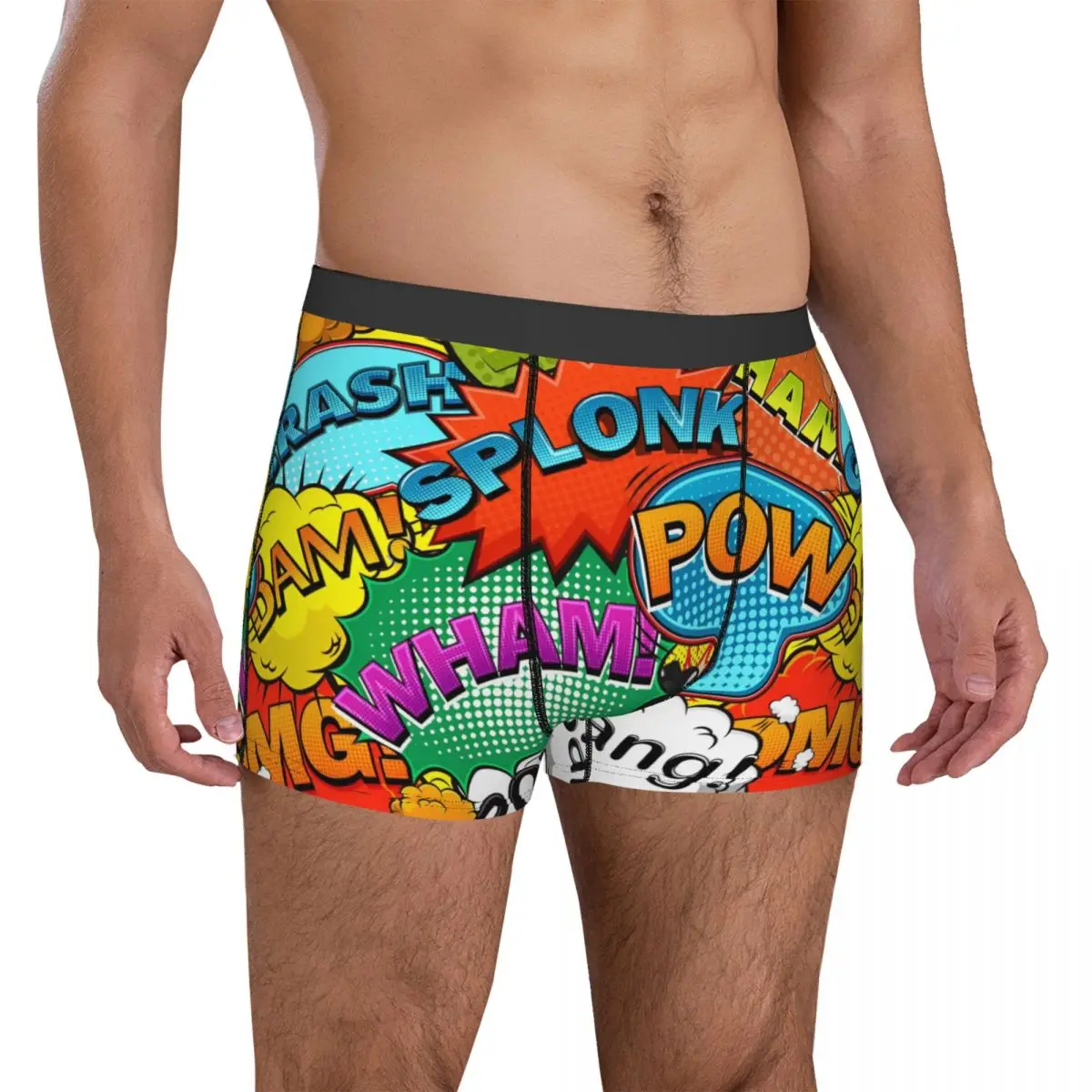 Boom Seamless Comics Boxershorts 3D Pouch Underwear Trenky Custom DIY Shorts Briefs Breathable Males Underpants Plus Size 2XL
