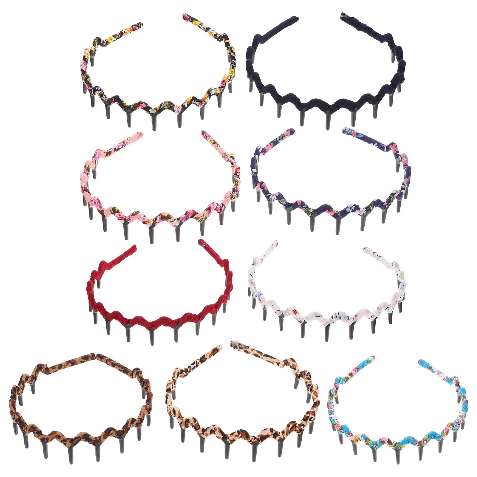

9Pcs Hairbands Toothed Simple Plastic Headband Mixed Colors Comfortable Stable Wear Women Fashion Hair Hoops Party