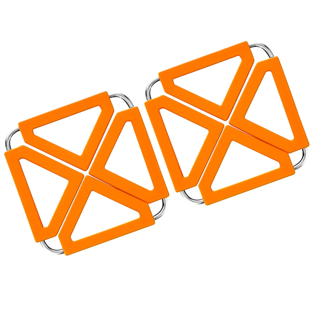 

2 Pcs Foldable Table Pad Non slip Coasters Square Bowl Mat Heat Insulation Trivet Mats Protect Kitchen Surface Silicon Wrapped