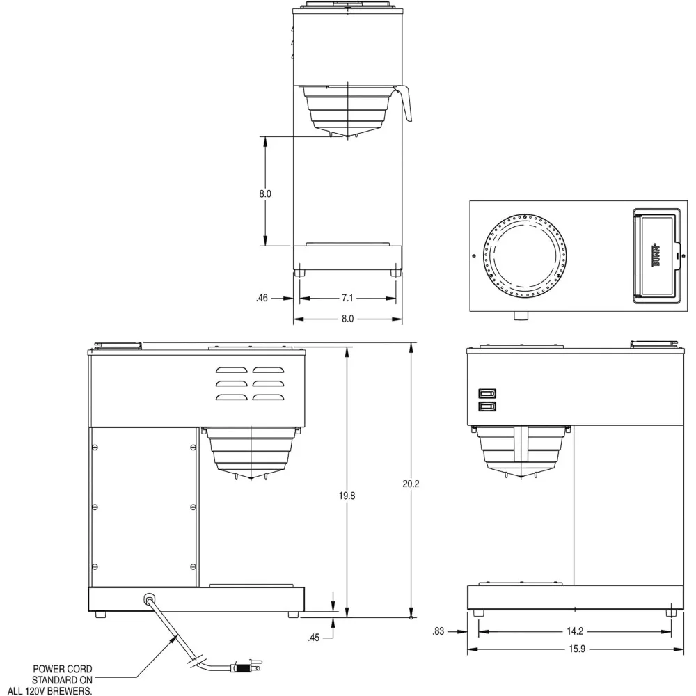 33200.0002 VPR-2EP 12-Cup Pourover Commercial Coffee Brewer Plus 2 Easy Pour Commercial Decanters