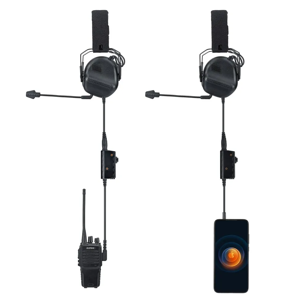 ARM NEXT Tactical PTT Tactical Headset Button Activated Push-to-Talk PTT Adapter M51 Interface Fit for KENWOOD BAOFENG Radio