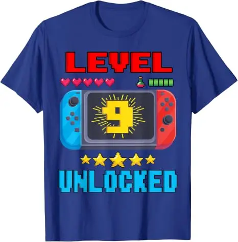 Level 9 Unlocked Video Gamer Vintage T-Shirt Jungenmode 9 Jahre alt Kleidung Y2k 9. Geburtstagsgeschenk für Söhne Neffe Gaming-T-Shirt – Detail 11