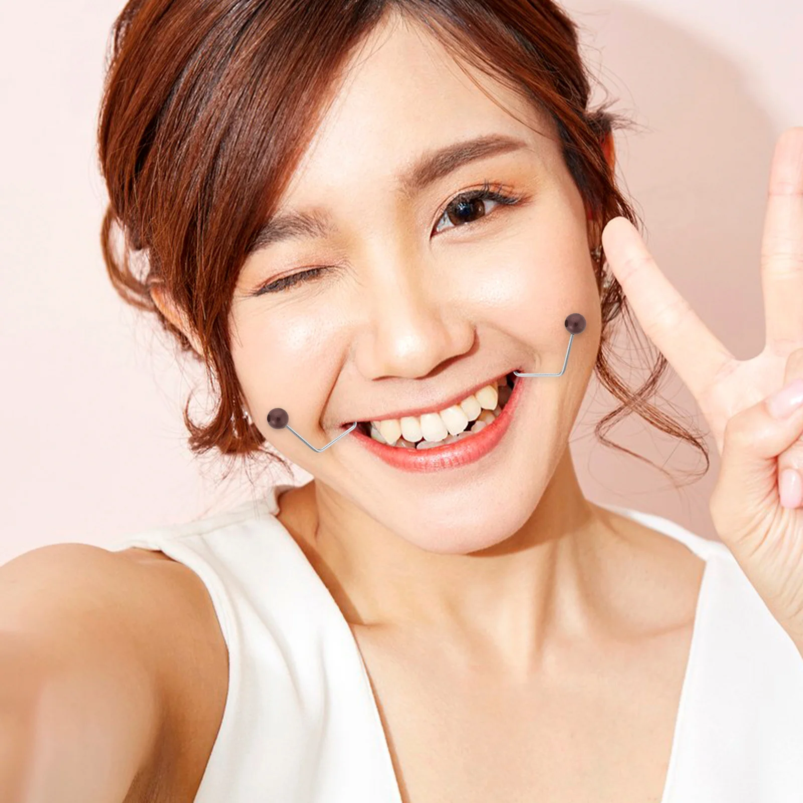 1Pair Metal Dimples Maker for Face Cheeks Ball Design Dimples Exerciser Trainer for Defined Facial Look Discreet and Easy to Use