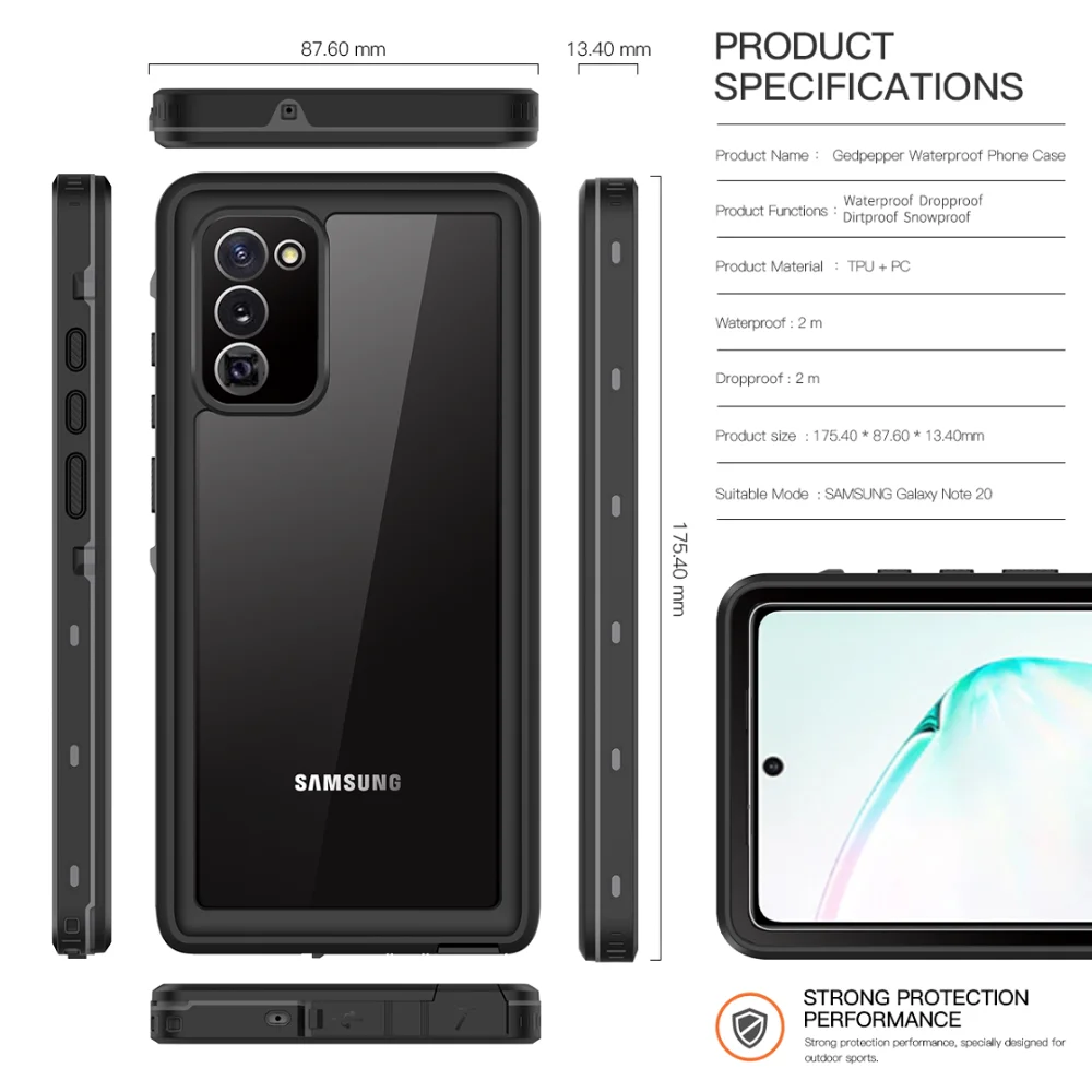 IP68 مقاوم للماء حافظة لهاتف سامسونج جالاكسي S25Edge S22 Ultra S23 نوت 20 S21 FE S20 Plus A53 A52 غطاء هاتف للسباحة في الهواء الطلق