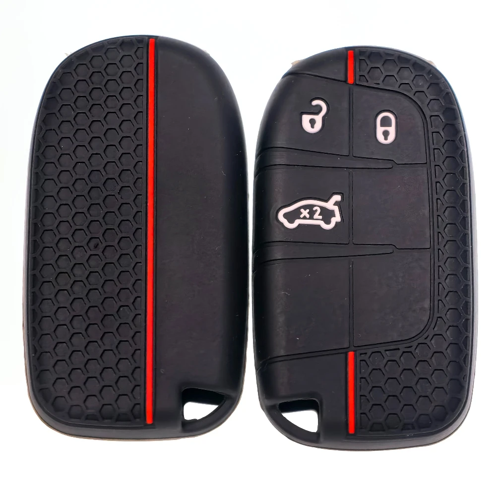 Silicone Key FOB Case Holder Cover for Jeep Cherokee Compass Commander Renegade Chrysler 300C Dodge Challenger Journey Charger