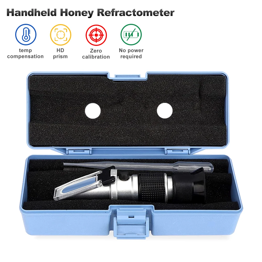 3 in 1 Handheld Honey Refractometer 58-90% Brix 38-43°Baume 12-27% Water Moisture  Beekeeper Sugar Test Meter