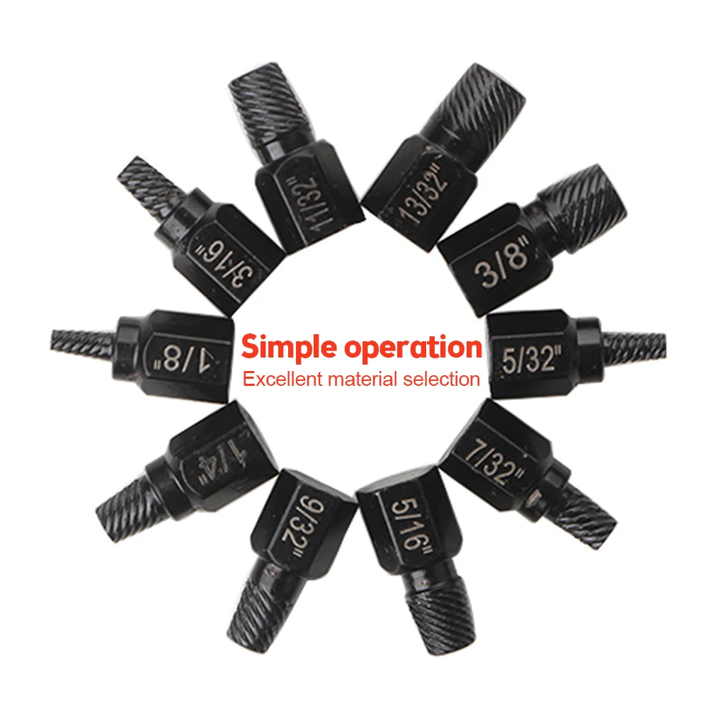 

10pcs Screw Extractor Set Broken Bolt Remover Useful Pins Spiral and Nut Extractors Stripped Screws Studs Fitting Repair Tool