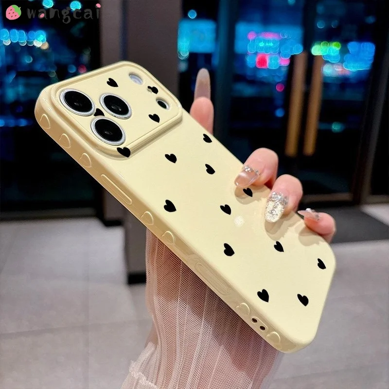 Funda para Teléfono Huawei Mate 80 Pro Max 70 Air 70 60 50 40 30 Pro Plus con Ventana Lateral de Gran Visión, Diseño de Corazón Amoroso Negro Simple