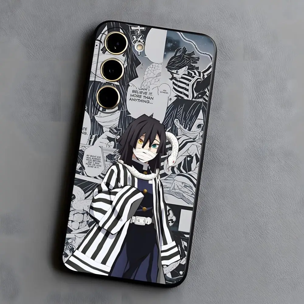 Funda de teléfono Demon Slayer Iguro Obanai para Samsung A16 A26 A36 A56 A15 A25 A35 A55 A34 A24 A54 A23 A53Cubierta suave negra