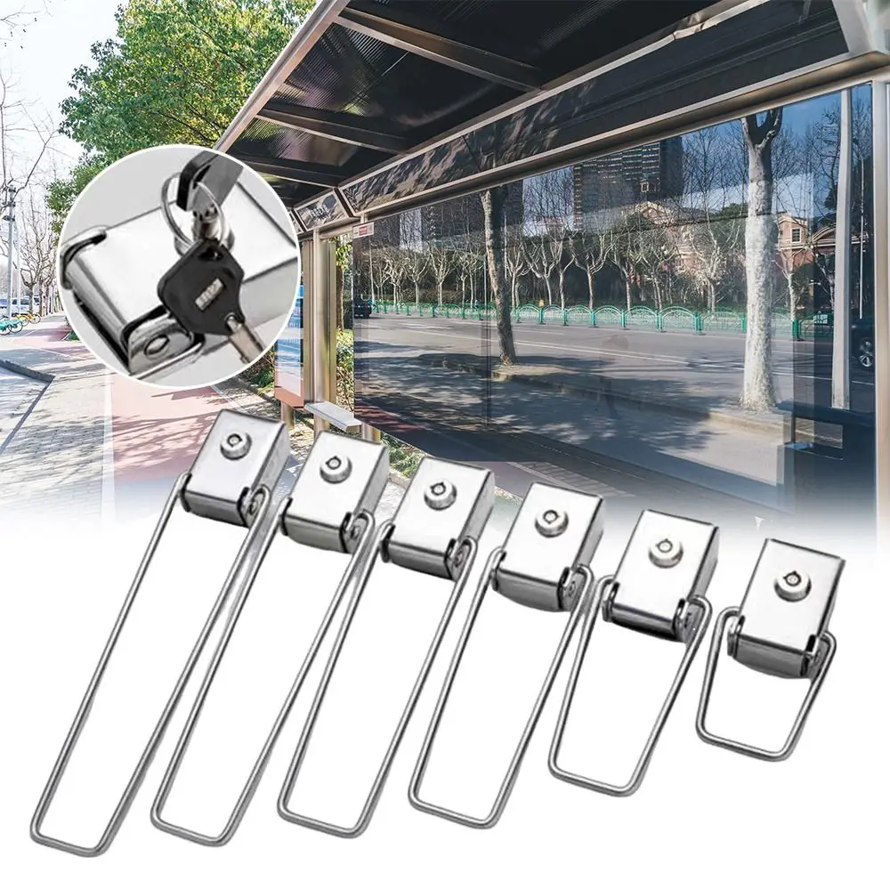 

Durable 304 Stainless Steel Light Box Lock 90/120/150/170/190/210mm Multifunctional Advertising Bus Stop Padlock Latch Locks