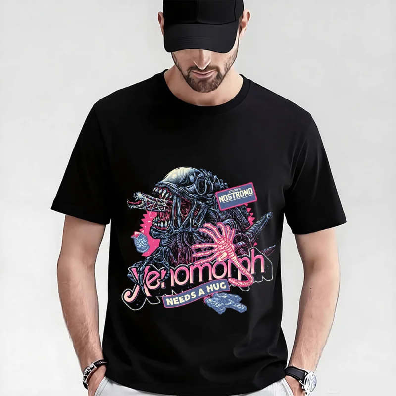 

Retro Horror movie Alien-Hug Sic-Fi Gift T-Shirt Weyland Xenomorphe Graphic clothes Large size tops 100% cotton print Tee