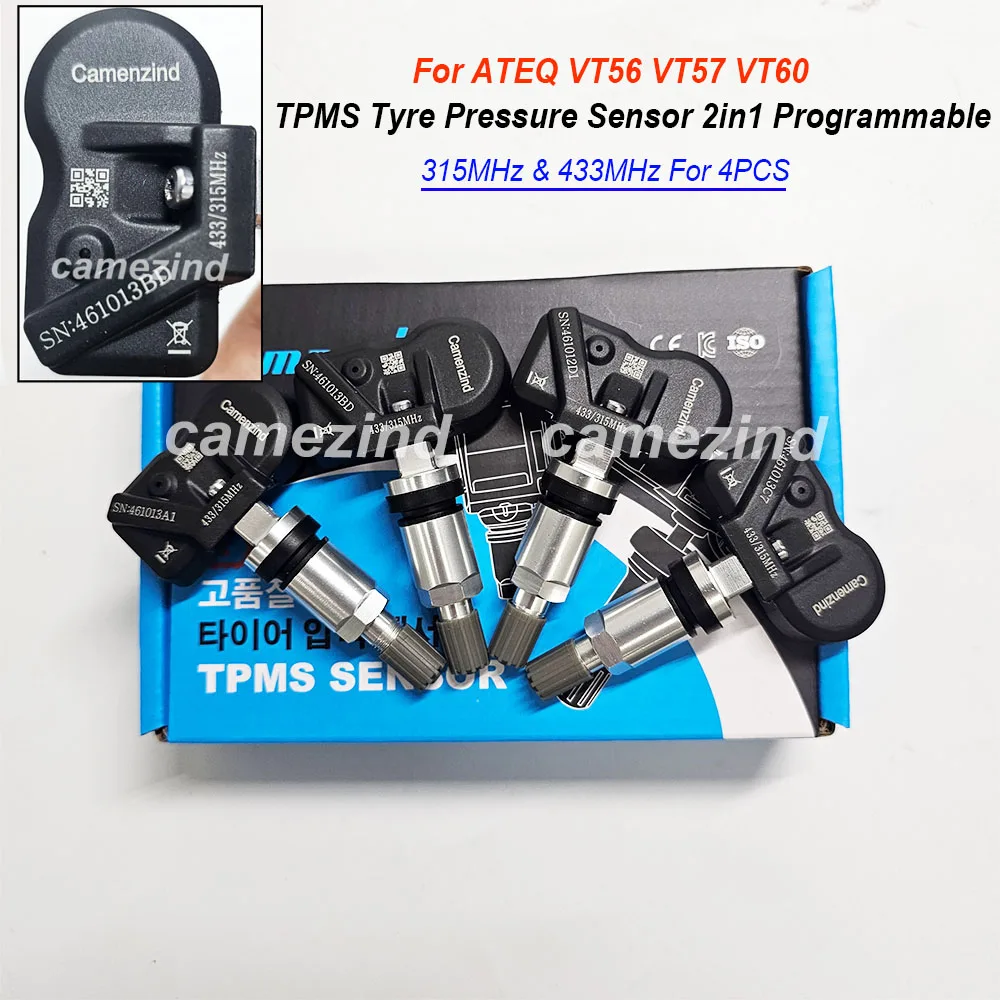 

4PCS Universal High Quality For TPMS Tyre Pressure Sensor 2in1 315Mhz 433Mhz Programmable For ATEQ VT56 VT57 VT60