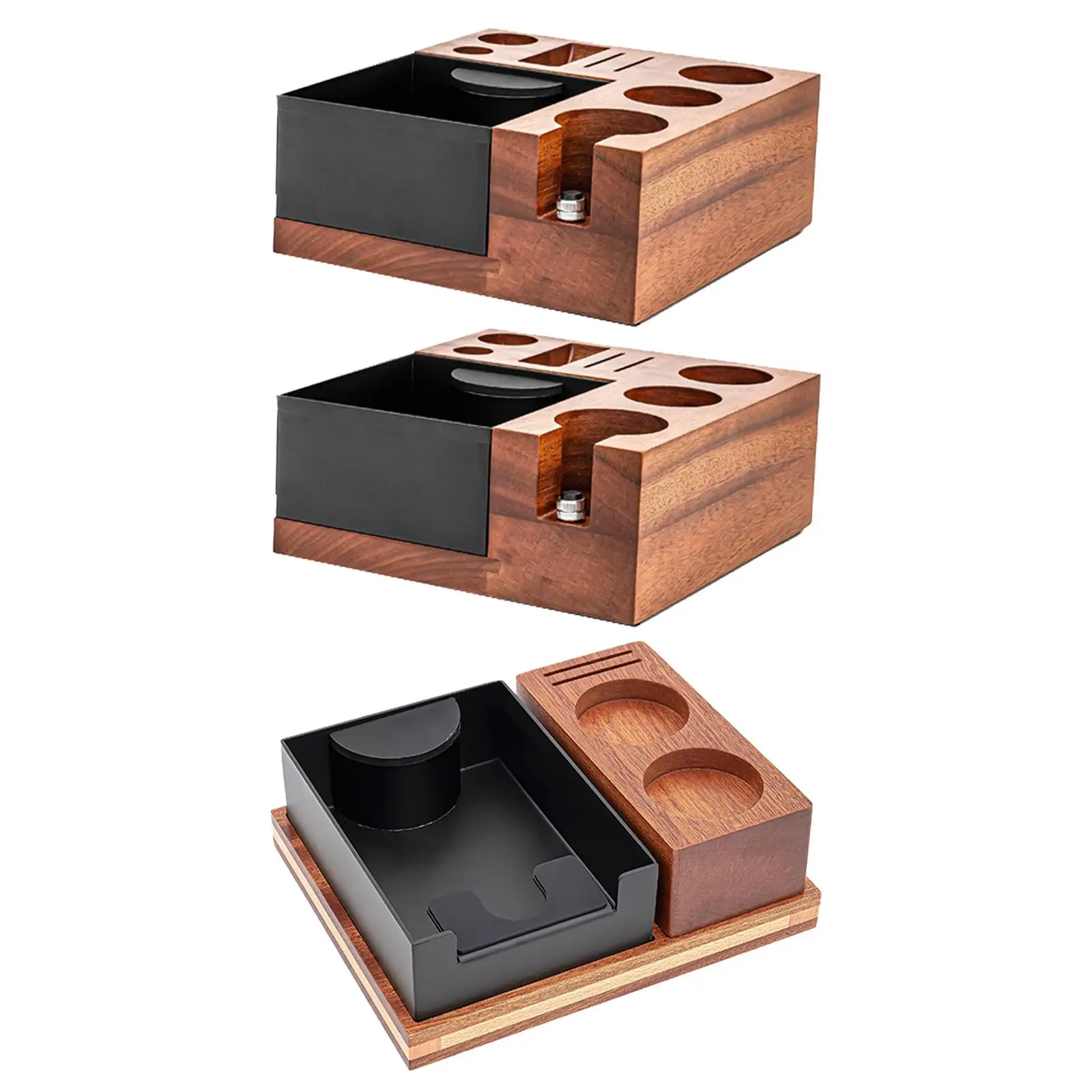 Espresso Knock Box Wood Coffee Tamper Station Organizer for Bar Hotel