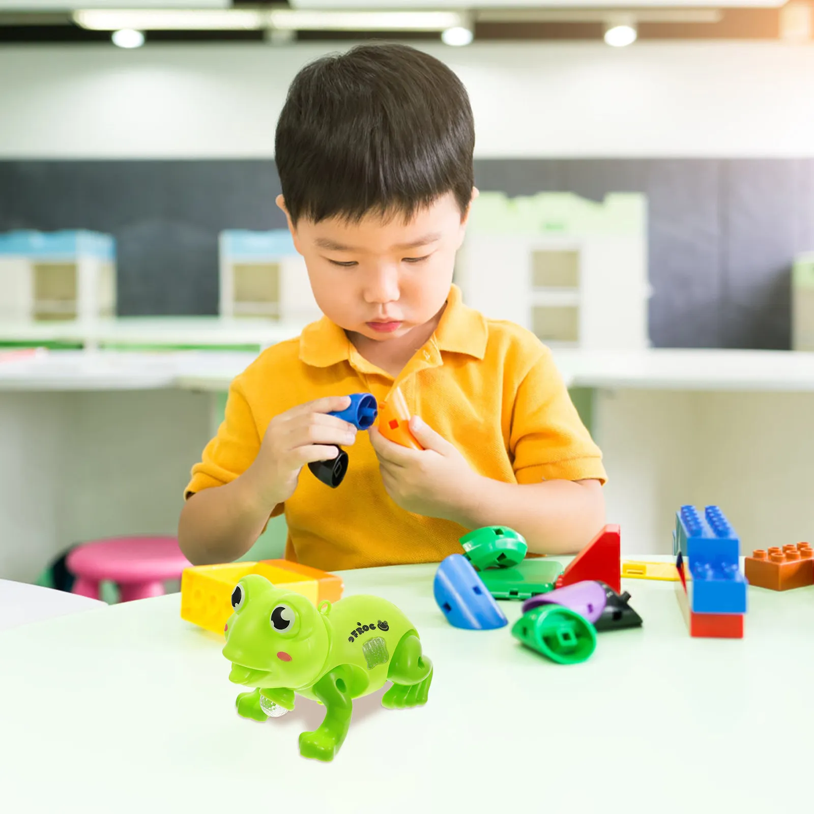 

Funny Electrical Jumping Frogs Vivid Color Music Animal Educational Plaything Luminous Kids Crawling Walking Gift