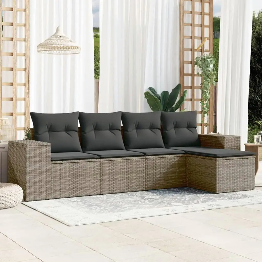 

Garden Modular Sofa Set Grey PE Rattan Large Outdoor Furniture Cushioned Seating for Patio Deck Garden Lounge
