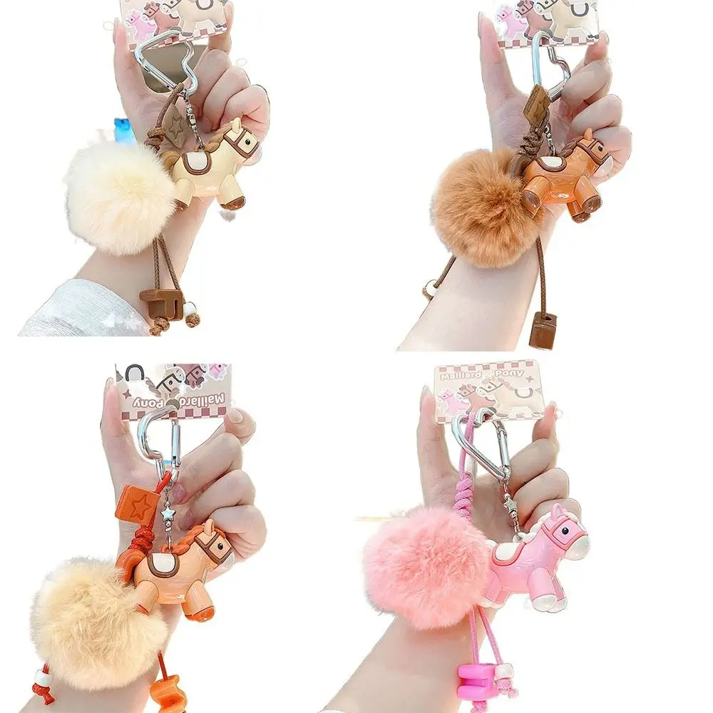 Grappig met bal pluche pony sleutelhanger dierenriem mascotte lichtgewicht paard sleutelhanger Chinese stijl zegen nieuwjaar sleutelhanger kindergeschenken
