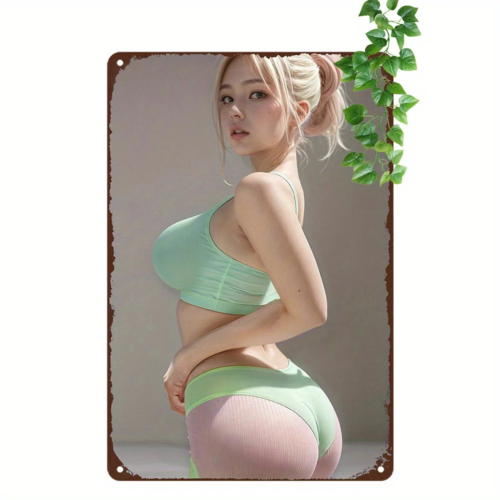 Anime Girl Metal Sign 8x12 inch Vintage Wall Decor Retro Tin Sign for Home Cafe Man Cave Gift
