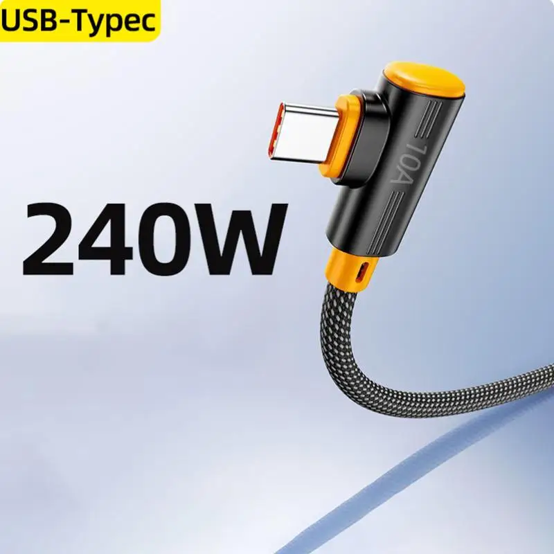 240W Fast Charging USB to Type C Elbow Data Cable Supports Quick Charge for Smartphones and Laptops Perfect for Work Travel