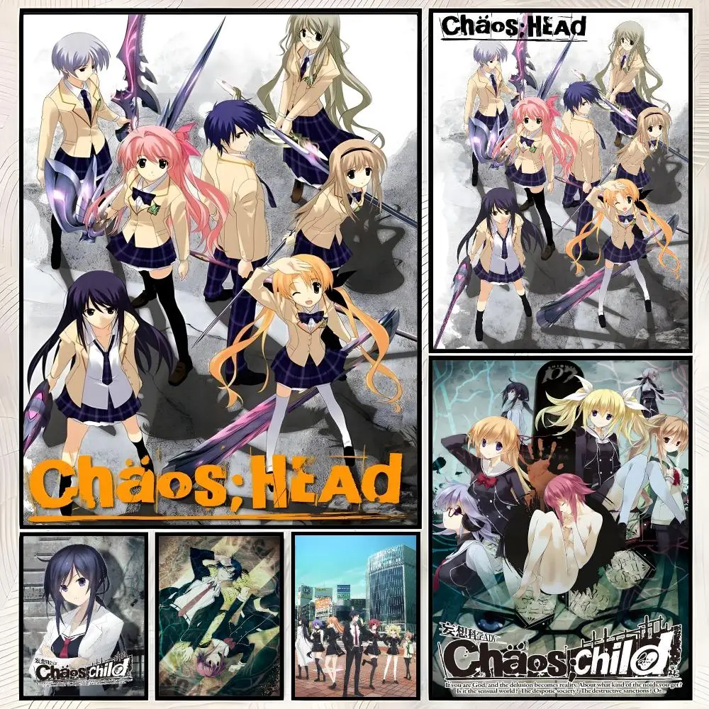 Anime C-CHAOS;HEAD Poster Self-Stick HD PP Paper Wall Art Poster, Waterproof Decor for Bedroom, Living Room and Home