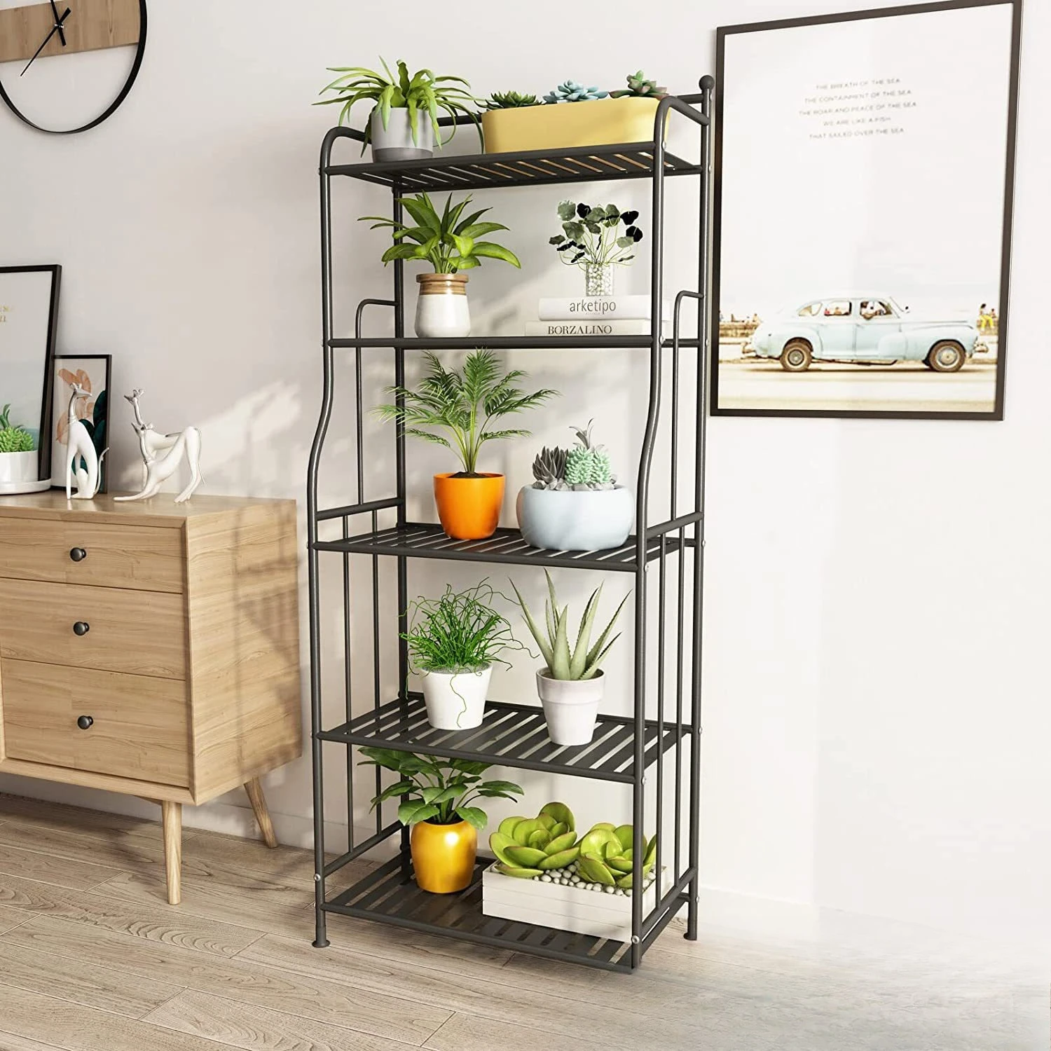 

Wrought iron flower rack flower pot frame 5-layer metal plant bracket ladder floor-to-ceiling multi-layer flower rack -