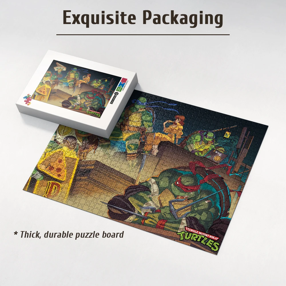 Teenage Mutant Ninja Turtles Rooftop Pizza Retro Cartoon Style Wooden Jigsaw Puzzle 108/200/300/500/1000pcs Color Box