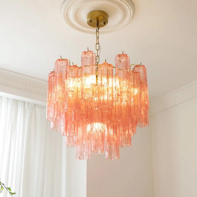 Round White Glass Pendant Light For Living Room Villa Plum Blossom Tube Glass Chandelier Luxury Murano Colorful Hanging Lamp