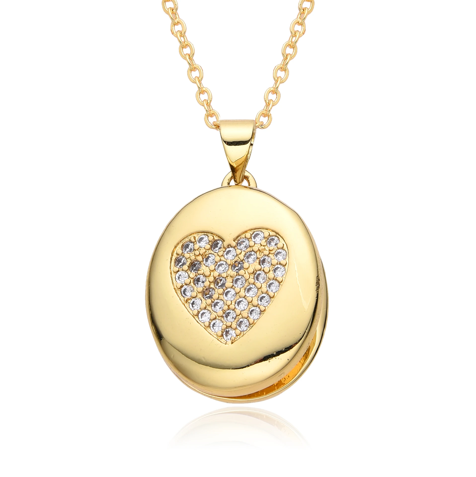 Gold Color Oval Guadalupe San Judas Jesus Charms Cubic Zirconia Open Closed Photo Box Necklace for Women Choker Pendant Jewelry