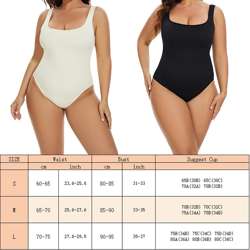 GUUDIA Shapewear Ribbed Body Shaper Suits Tummy Control Open Crotch Spandex Body Shaper Elastic Stretchy Daily Shapers Essencial