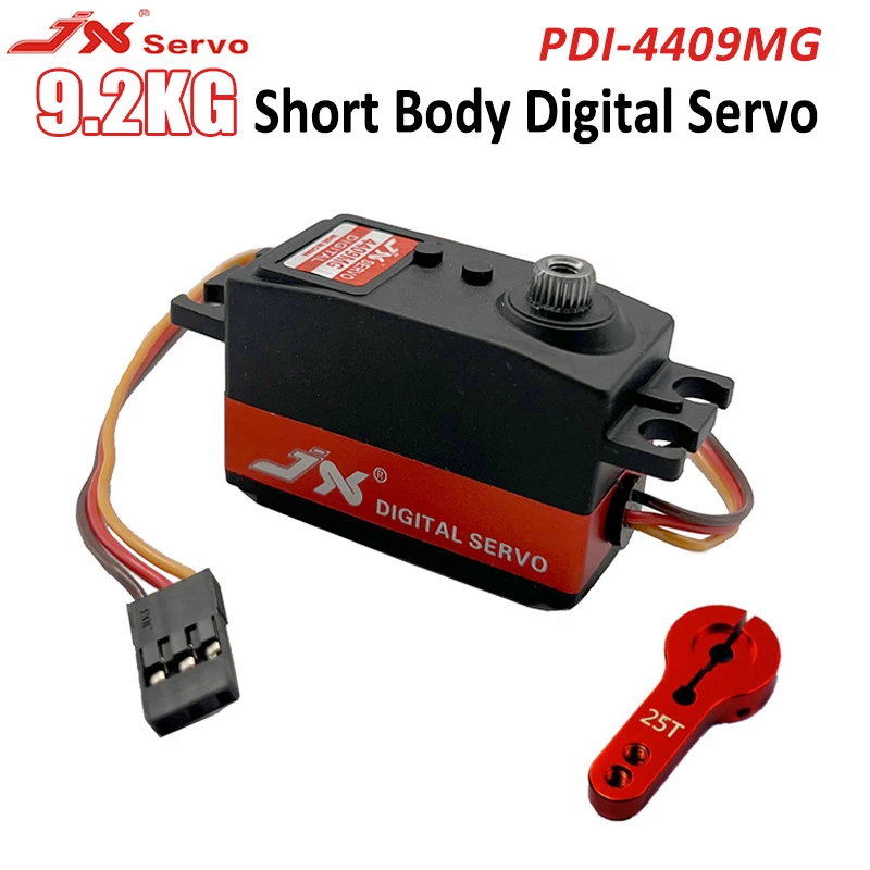 JX Servo PDI-4409MG 9kg Metal Gear 180 Degree Standard Short Digital Servo with 25T Metal Arm for 1/8 1/10 RC Car Wltoys Axial