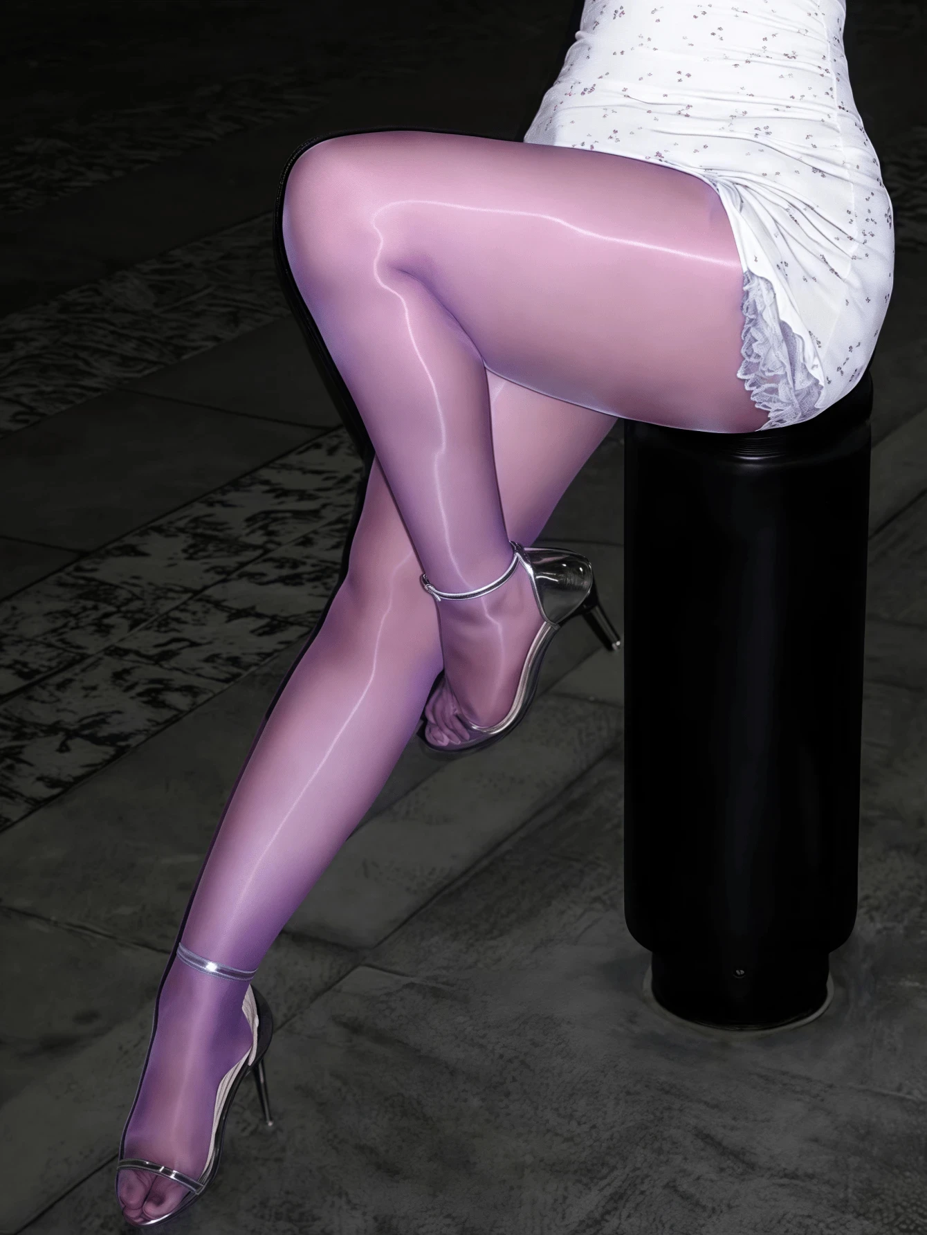 여성용 퍼플 말 오일 양말 높은 신축성, 걸림 방지, 실키하고 부드러운 최고의 감각적 편안함 데이트 나이트용 팬티스타킹