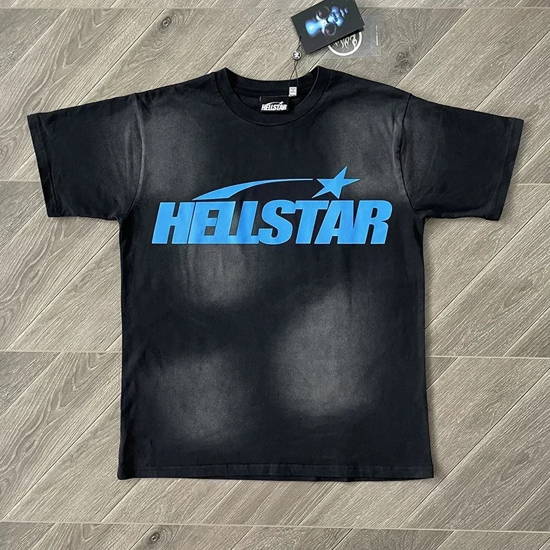 Hellstar Studios Gel Sport Logo Men's and women's pure cotton wash short sleeve T-shirt European and American fashion