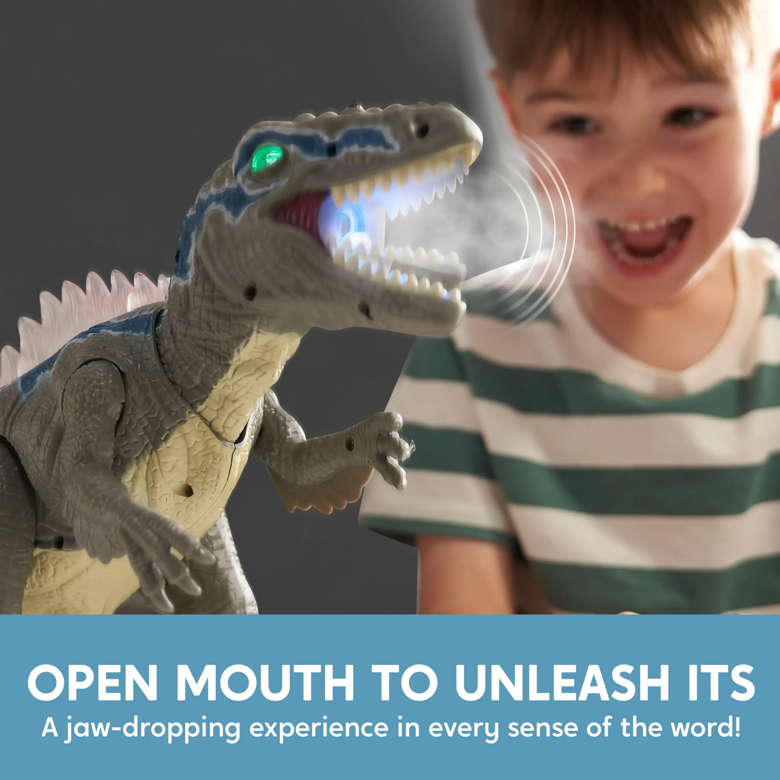 STEAM Life Ferngesteuerte Dinosaurier für Kinder ab 3 Jahren, LED-beleuchtete Dinosaurier, Velociraptor-Roboterspielzeug