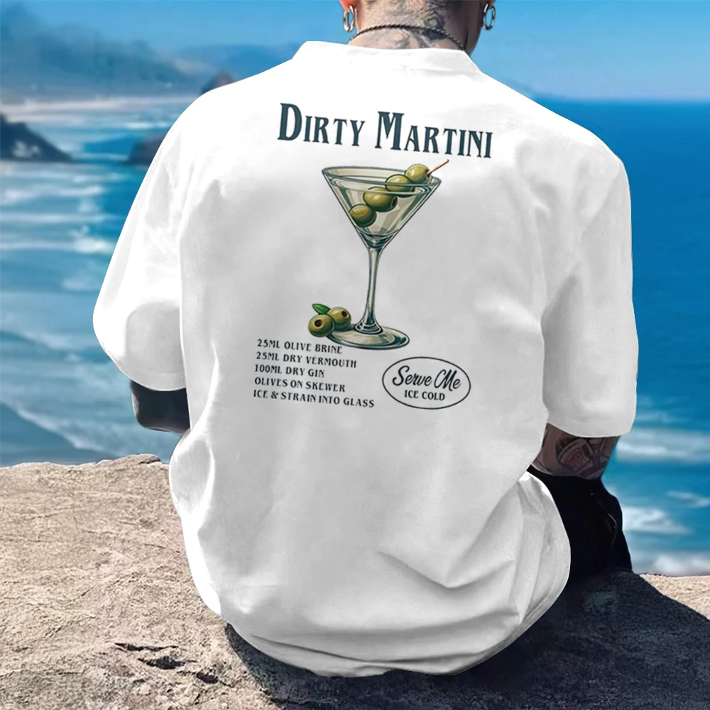 New 3d Wine Glass Print Short Sleeve T-Shirt For Men Summer Breathable Men\'s T-Shirt Fashion Man Clothes Oversized Tees Top 2024