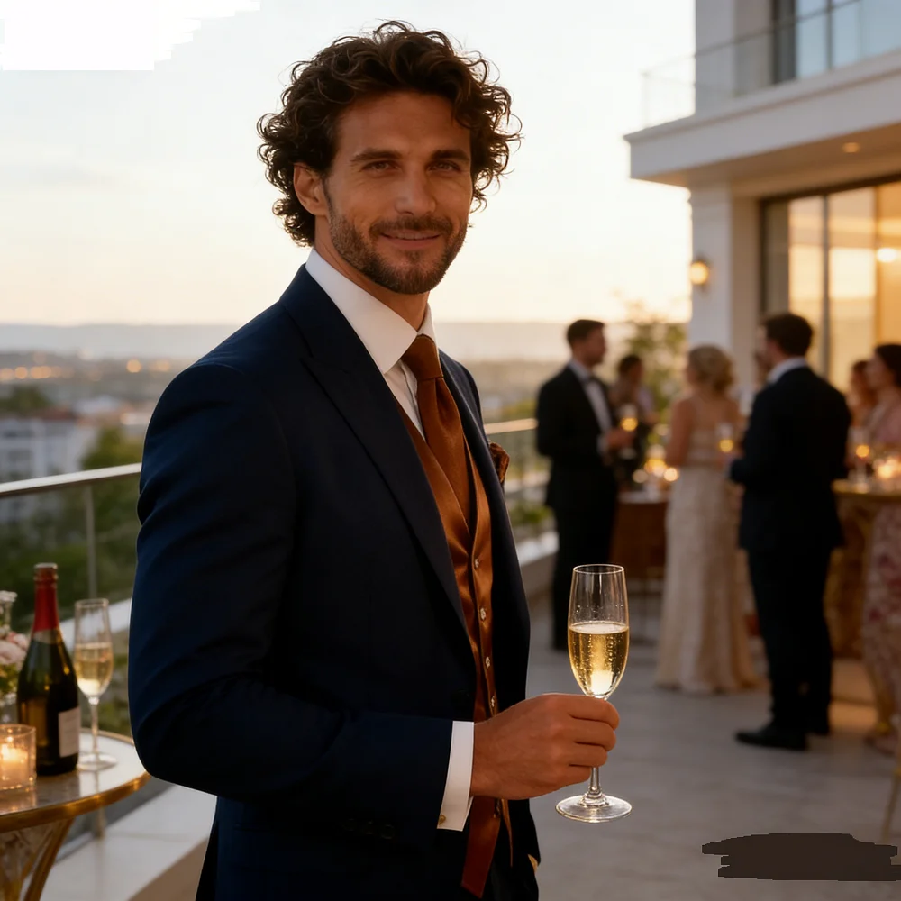 

Мужской темный смокинг Novo Marfim & Rose для деловых встреч, свадеб, торжеств и выпускных вечеров