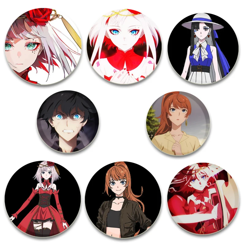 58mm Anime Character TAKT ASAHINA DESTINY ANNA SCHNEIDER Cute Cartoon Badge Handmade Tinplate Brooches Jewelry Gift Accessory