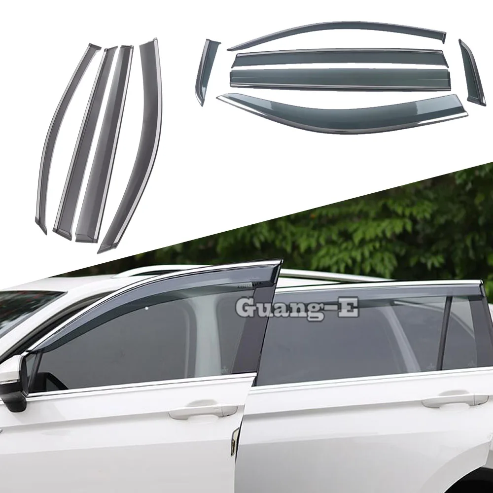 

For Volkswagen VW Tiguan L MK2 2016 2017 2018 2019 2020 Car Stick Lamp Plastic Window Glass Wind Visor Rain/Sun Guard Vent Frame