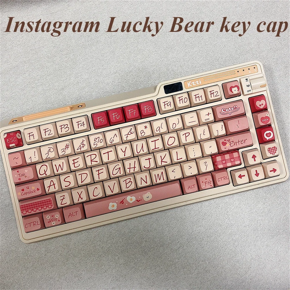 

MDA height ins lucky bear, keycap PBT 126 keys, personality, sublimation adaptation custom mechanical keyboard accessories