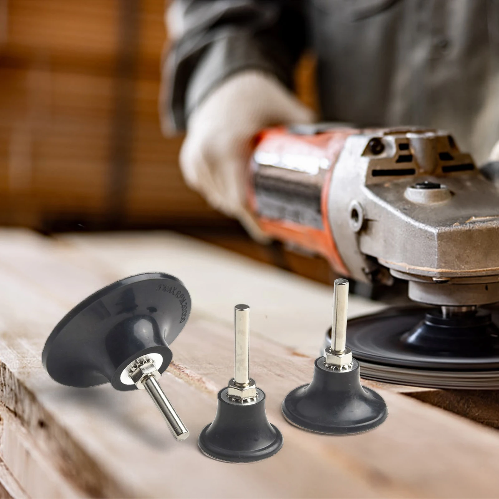 Workshop Tools Sanding Disc Holder Rubber Pad For Sanding Tools 1 4 Inch Shank Removable Shank Rubber Pad 3 Pieces Set