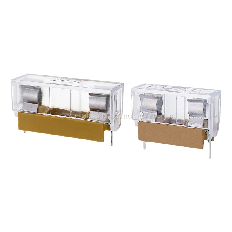 10PCS 5*20/6*30MM Fuse Holder 10A250V Yellow Holder With Transparent Cover Fuse Blocks PCB Panel Mounting Fuse Boxes