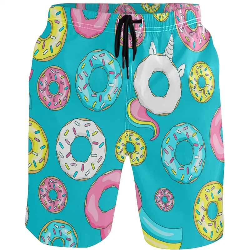 Cartoon 3d Printed Food Short Pants Donuts Hamburgers Candy Graphics Beach Shorts Men Swim Trunks Quick Dry Surf Board Shorts