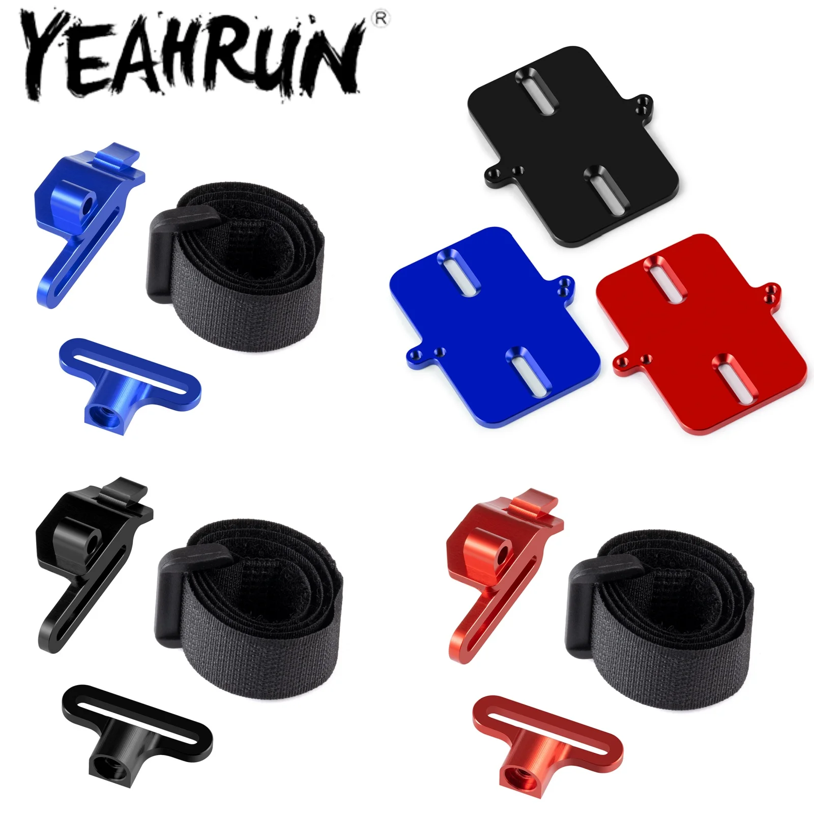 YEAHRUN 1 Set Batteriebefestigungshalterung mit Riemen ESC-Montageplatte für Traxxas 1/16 Mini Maxx 2S RC Auto Upgrade-Teile