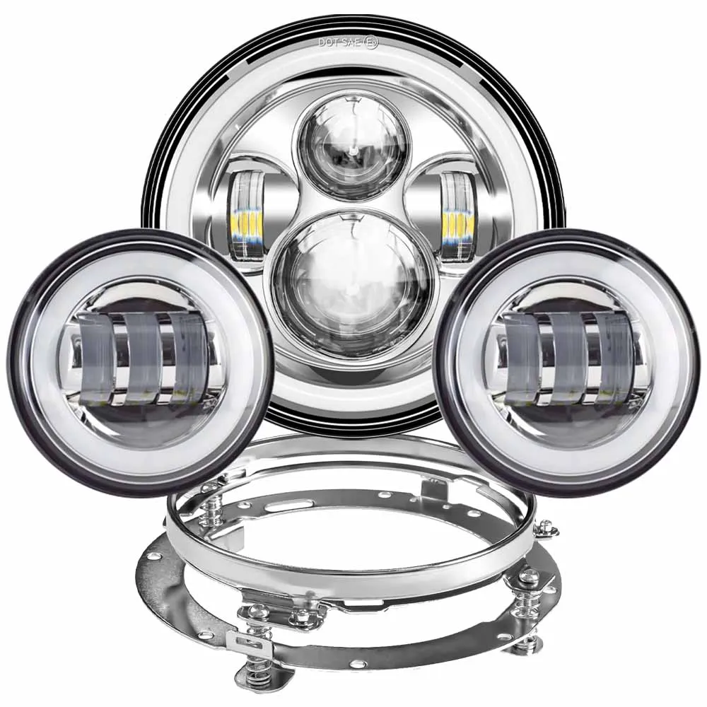 Motorfiets 7 inch Moto LED Koplamp met 4-1/2 "4.5 inch LED Extra Mist Passeren Licht lamp voor Harley Touring Electra Glide